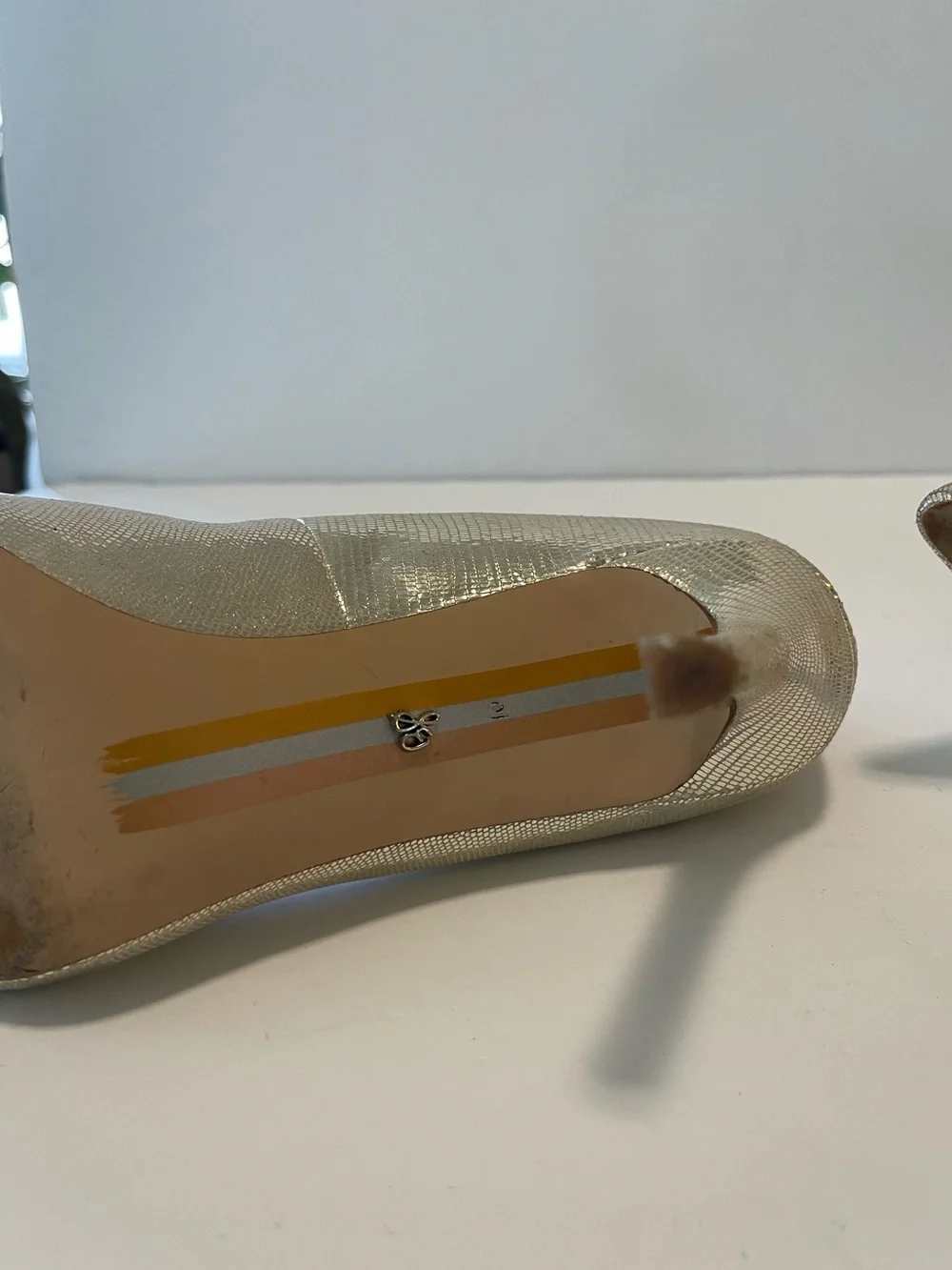 Sam Edelman Heels Pumps Pointed Toe Gold Metallic Size 10 M Leather Party Event